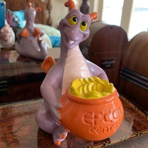 Disney Epcot vintage 1980s Figment hard plastic bank